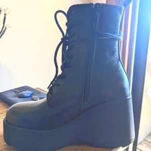 Steve Madden distressed leather extreme platform boot.